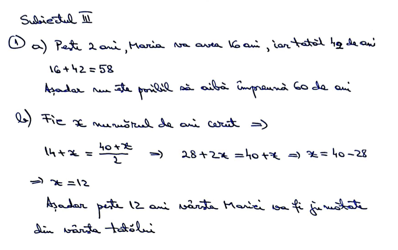 Rezolvarea Complet A Subiectelor Date La Evaluarea Na Ional